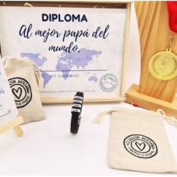 Kit regalo día del padre 2021 pulsera con medalla y diploma  | Dcorazon