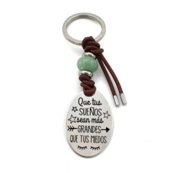 Llavero MINERAL (Que tus sueños sean más grandes que tus miedos) ojo de tigre, venturina, cuarzo rosa, elige el mineral.