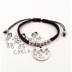 Pulsera de macramé, modelo ESPIGA, dibujo infantil, dibujo infantil, disponible en marrón y negro, ajustable.