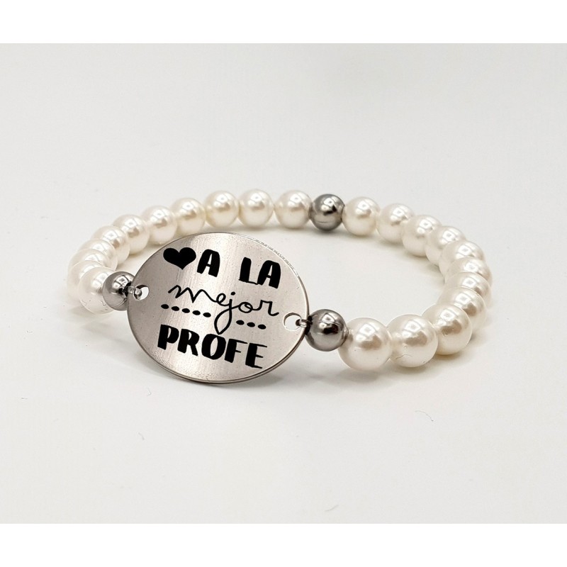 Pulsera ORIGEN, con frase (A la mejor profe) elástica.