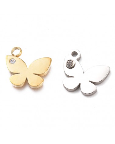Mariposa de acero inoxidable con circonita| Creasentidos