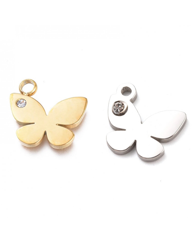 Mariposa de acero inoxidable con circonita| Creasentidos