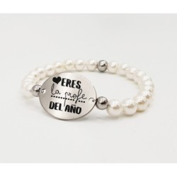 Pulsera ORIGEN, con frase (Eres la profe del año) elástica.