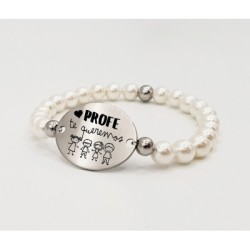 Pulsera ORIGEN, con frase (Profe te queremos) elástica.