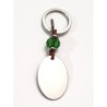 Llavero BRILLI, con toque de color, cuero y cordón, con un vidrio de color, acero inoxidable.