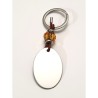 Llavero BRILLI, con toque de color, cuero y cordón, con un vidrio de color, acero inoxidable.