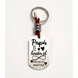 Llavero ADVENTURE, con frase (Papá te quiero hasta el infinito y más allá) acero inoxidable.