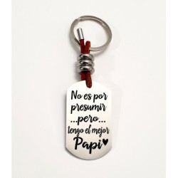 Llavero ADVENTURE, con frase (No es por presumir pero tengo al mejor papi) acero inoxidable.
