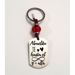 Llavero AMAPOLA, con frase (Abuelito te quiero hasta el infinito) acero inoxidable.