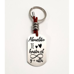Llavero ADVENTURE, con frase (Abuelito te quiero hasta el infinito) acero inoxidable.