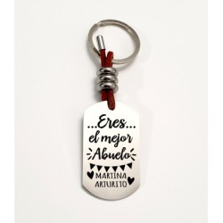 Llavero ADVENTURE, con frase (Eres el mejor abuelo) acero inoxidable.