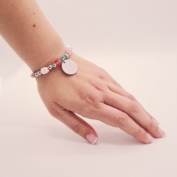 Pulsera Aurea en acero con ágatas, nácar y perla barroca | Dcorazon