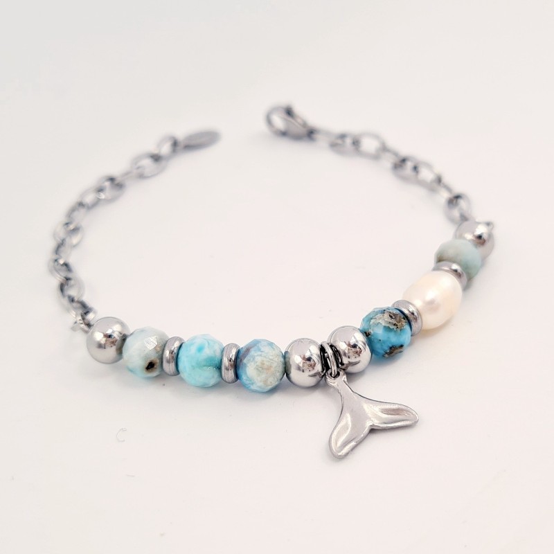 Pulsera protectora, combinación de piedras energéticas, ajustable para todas las tallas, acero inoxidable.