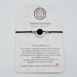 Pulsera TURMALINA NEGRA, ajustable para todas las tallas, acero inoxidable.