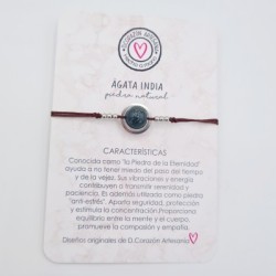 Pulsera ÁGATA INDIA, ajustable para todas las tallas, acero inoxidable.