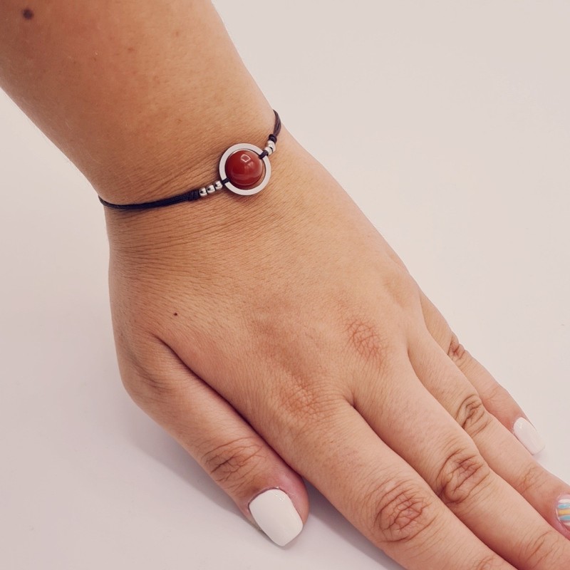 Pulsera CORNALINA, ajustable para todas las tallas, acero inoxidable.