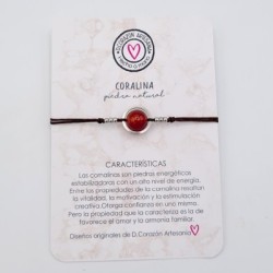 Pulsera CORNALINA, ajustable para todas las tallas, acero inoxidable.