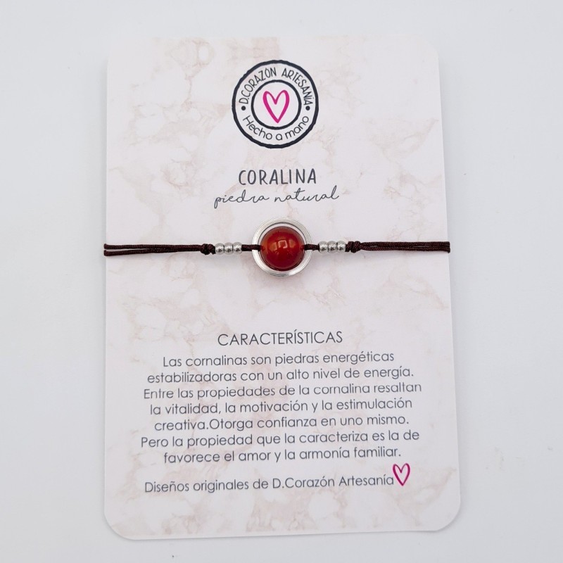 Pulsera CORNALINA, ajustable para todas las tallas, acero inoxidable.