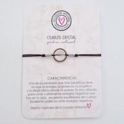 Pulsera CUARZO CRISTAL, ajustable para todas las tallas, acero inoxidable.