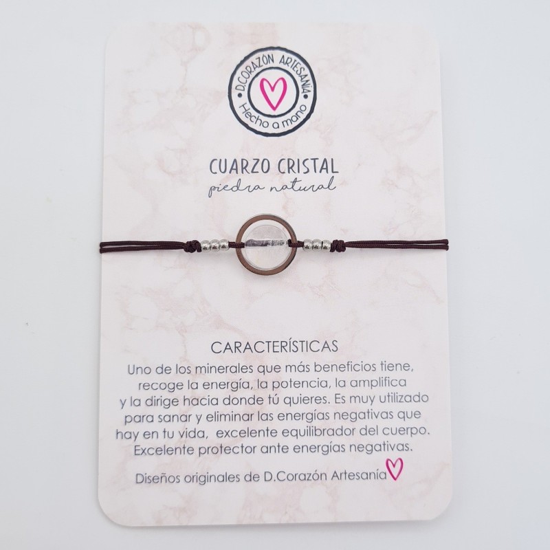Pulsera CUARZO CRISTAL, ajustable para todas las tallas, acero inoxidable.