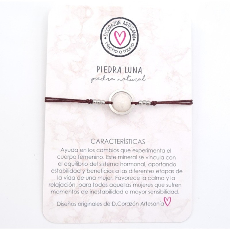 Pulsera PIEDRA LUNA, ajustable para todas las tallas, acero inoxidable.