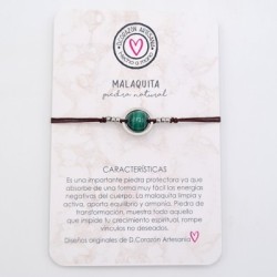 Pulsera MALAQUITA, ajustable para todas las tallas, acero inoxidable.