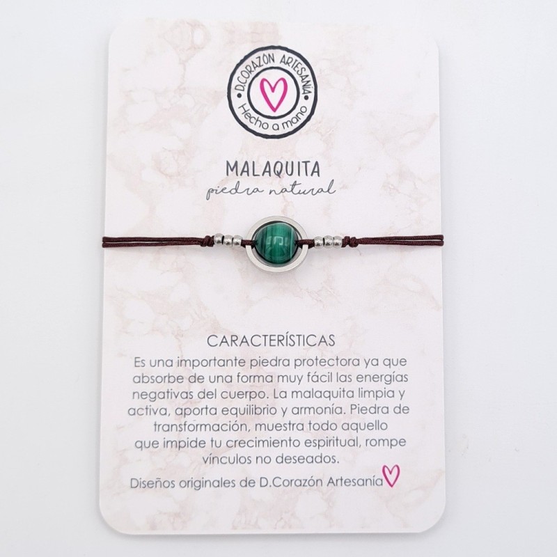 Pulsera MALAQUITA, ajustable para todas las tallas, acero inoxidable.