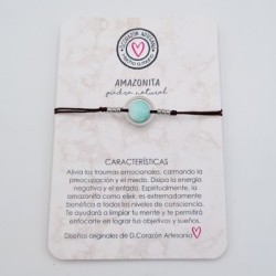 Pulsera AMAZONITA, ajustable para todas las tallas, acero inoxidable.