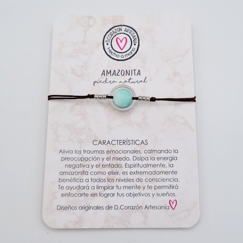 Pulsera AMAZONITA, ajustable para todas las tallas, acero inoxidable.
