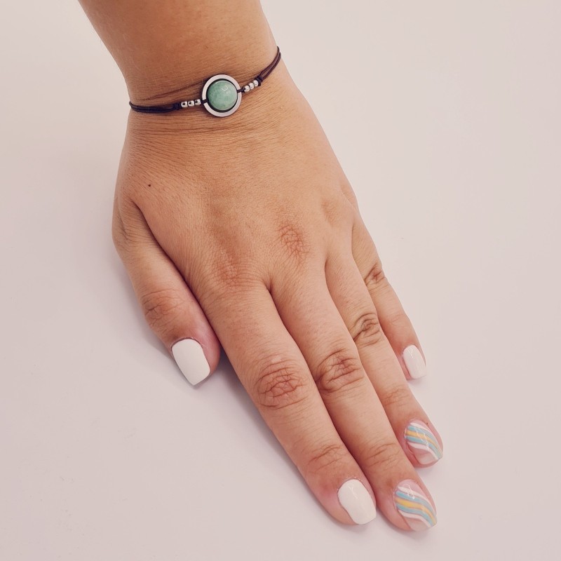 Pulsera AMAZONITA, ajustable para todas las tallas, acero inoxidable.