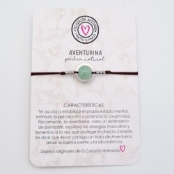 Pulsera AVENTURINA, ajustable para todas las tallas, acero inoxidable.