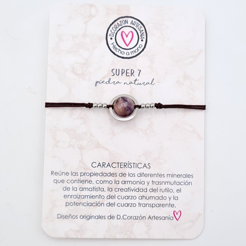 Pulsera SÚPER 7, ajustable para todas las tallas, acero inoxidable.