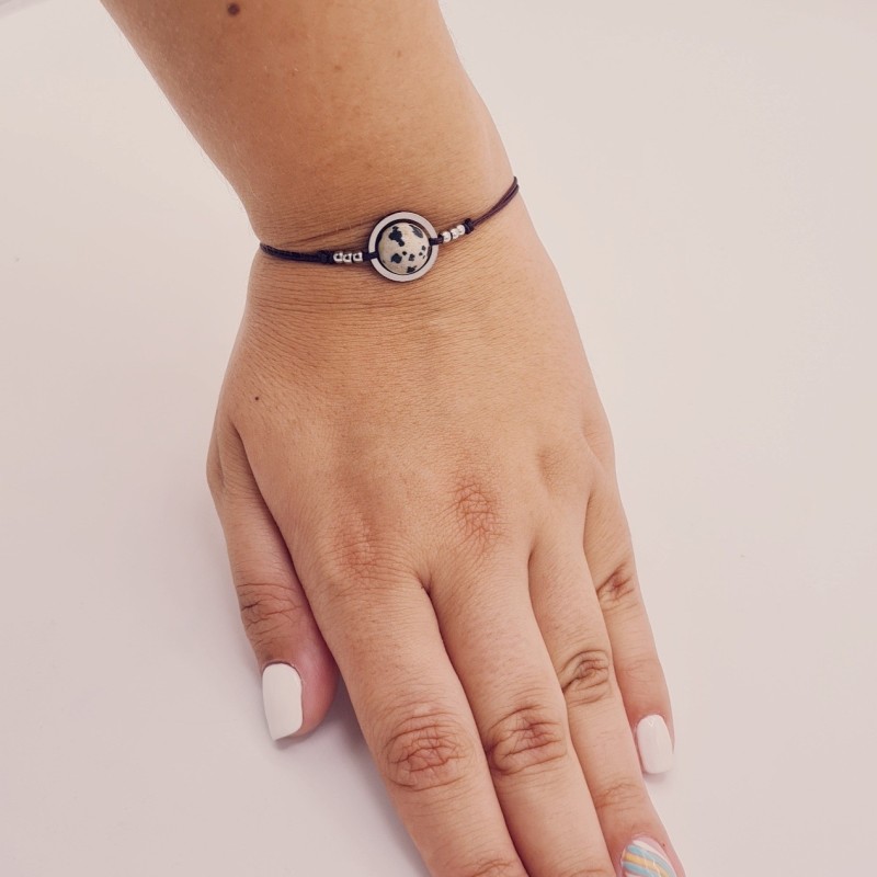 Pulsera JASPE DALMATA, ajustable para todas las tallas, acero inoxidable.
