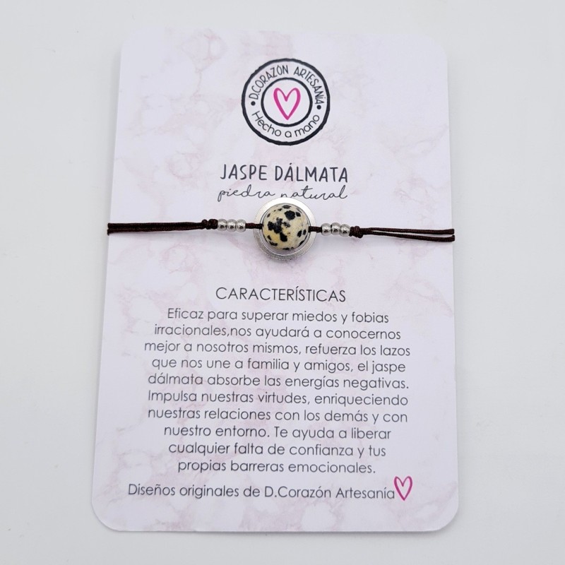 Pulsera JASPE DALMATA, ajustable para todas las tallas, acero inoxidable.