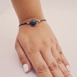 Pulsera OBSIDIANA GRIS, ajustable para todas las tallas, acero inoxidable.