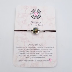 Pulsera CRISOCOLA, ajustable para todas las tallas, acero inoxidable.