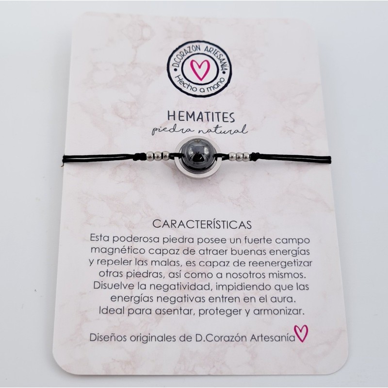 Pulsera HEMATITES, ajustable para todas las tallas, acero inoxidable.