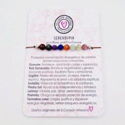 Pulsera protectora, combinación de piedras energéticas, ajustable para todas las tallas, acero inoxidable.