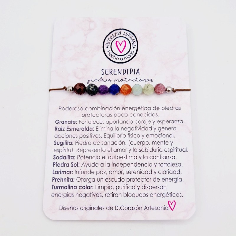 Pulsera protectora, combinación de piedras energéticas, ajustable para todas las tallas, acero inoxidable.