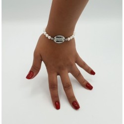 Pulsera ORIGEN, con frase (Profe eres única) elástica.