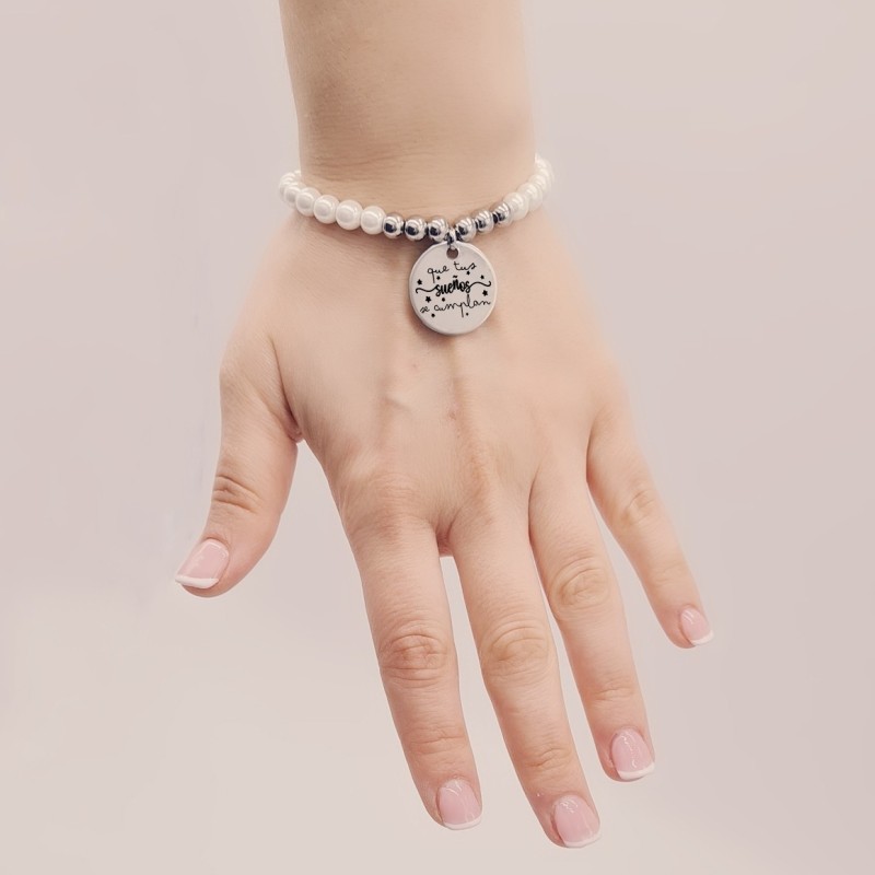 Pulsera perlas personalizada con el texto que quieras |Dcorazon