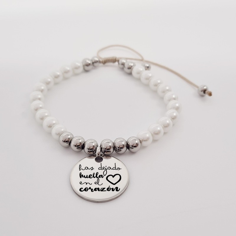 Pulsera perlas personalizada con el texto que quieras |Dcorazon
