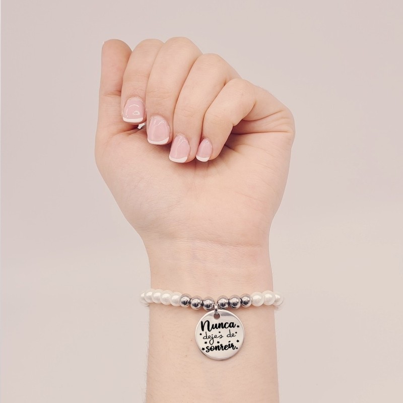 Pulsera perlas personalizada con el texto que quieras |Dcorazon
