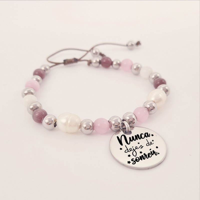 Pulsera perlas personalizada con el texto que quieras |Dcorazon