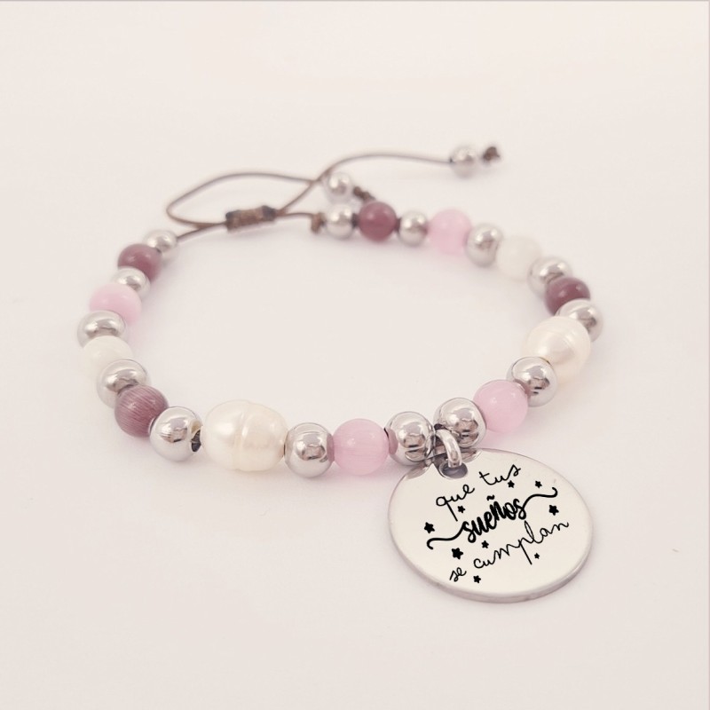 Pulsera perlas personalizada con el texto que quieras |Dcorazon