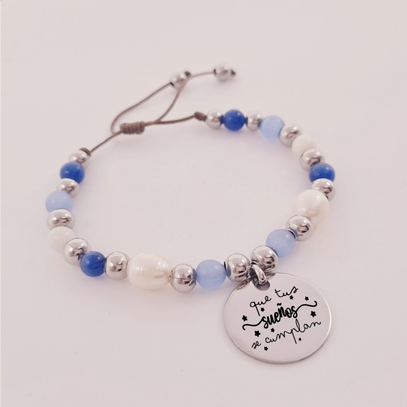 Pulsera perlas personalizada con el texto que quieras |Dcorazon