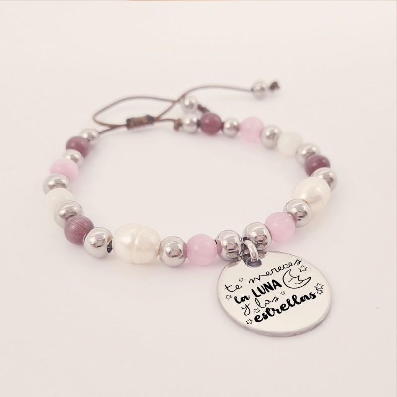 Pulsera perlas personalizada con el texto que quieras |Dcorazon