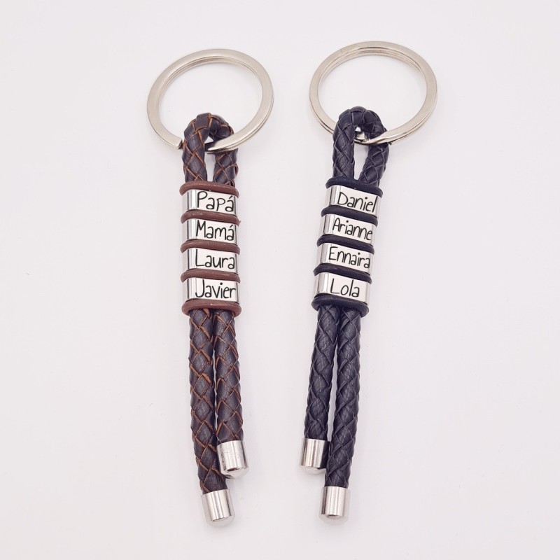 Llavero TALY2 de cuero trenzado, personaliza cada eslabón | Dcorazon