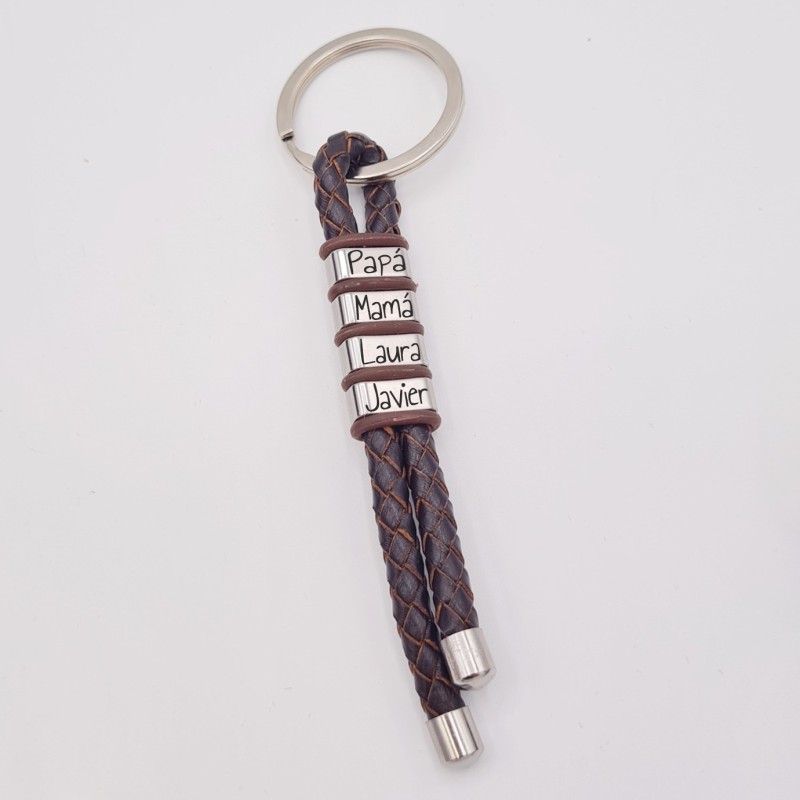 Llavero TALY2 de cuero trenzado, personaliza cada eslabón | Dcorazon