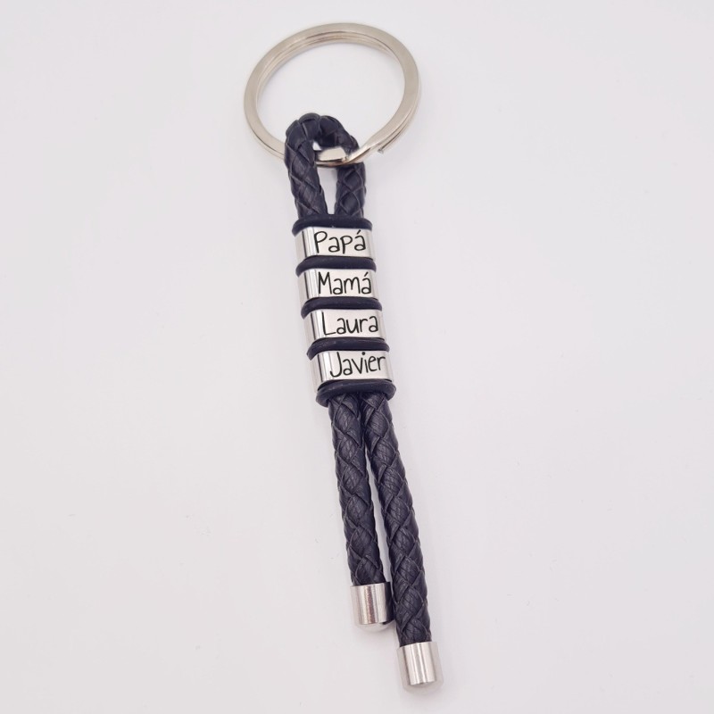 Llavero TALY2 de cuero trenzado, personaliza cada eslabón | Dcorazon
